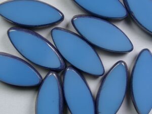 0090463 Opaque Blue Turquoise Bronze Luster Oval Ship Bead Table Cut. 5 Pc. - Afbeelding 1
