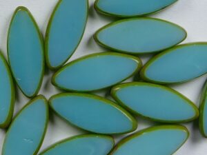 0100579 Opaque Green Turquoise Travertin Oval Ship Bead Table Cut. 5 Pc. - Afbeelding 1