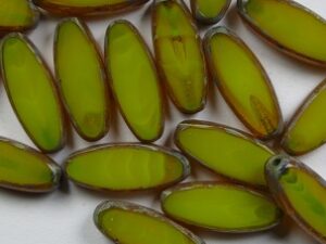 0130151 Yellow Opal Travertin Oval Ship Bead Table Cut. 6 Pc.