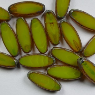 0130151 Table cut Oval Ship Beads 16x6 mm Yellow Opal Travertin color 81210-86800