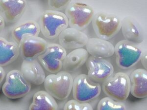 0140283 White Alabaster Full AB Hartje 40 Pc - Afbeelding 1