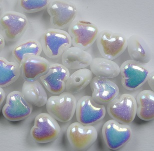 0140283 Hartjes hearts Beads 6x6 mm White Alabaster Full AB color 02010-28703