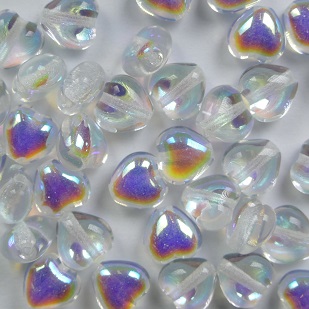 0150197 Hartjes hearts Beads 6x6 mm Crystal AB color 00030-28701