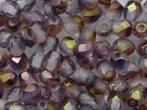 FP1-04-00030-84110-91011 Matte Golden Purple Crystal Melee Czech Glass Facet Firepolish 4mm 50 stuks