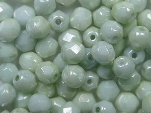 FP1-04-03000-14457 Opaque White Mint Green Luster Czech Glass Facet Firepolish 4mm 50 stuks - Afbeelding 1