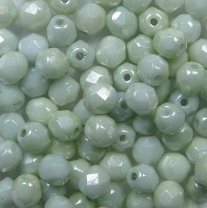 FP1-04-03000-14457 Opaque White Mint Green Luster Firepolish 4 mm color 03000-14457