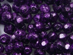 FP1-04-23980-15481-46420 Jet Silvery Purple Splash Czech Glass Facet Firepolish 4mm 50 stuks