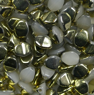 PI-02010-26441 pinch beads 5x3 mm white alabaster amber color 02010-26441