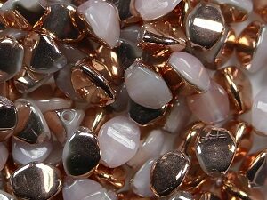 PI-02010-27101 White Alabaster Capri Gold Pinch beads. 10 gram - Afbeelding 1