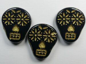 0010526 Jet Gold Skull Bead 3 Pc. - Afbeelding 1