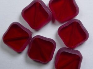 0050326 Siam Ruby Table Cut Square Beads met afgeronde gematteerde randen 6 Pc. - Afbeelding 1