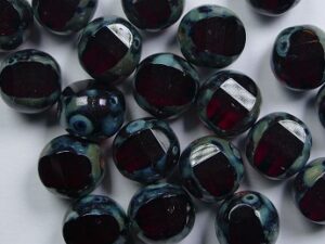 0050328 Garnet Dark Travertin Jalousie Bead 8 mm. 10 Pc - Afbeelding 1