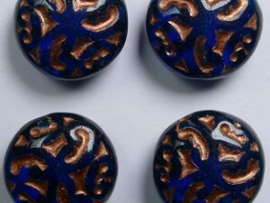0090465 Capri Blue Copper Washed Lentil Beads with Ornament 4 Pc. - Afbeelding 1