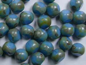 0090470 Opaque Turquoise Blue Dark Travertin, 3 Cut 6 mm. 15 Pc. - Afbeelding 1