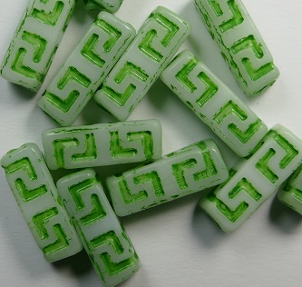 0100584 Celtic Blocks 15×5 mm White Alabaster Spring Green Washed color 02010-54329