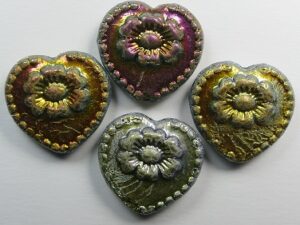 0130153 Hearts with Flower Crystal Full Marea 4 Pc