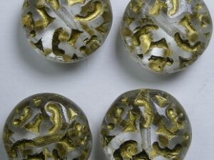 0150198 Crystal Gold Washed Lentil Beads with Ornament 4 Pc.