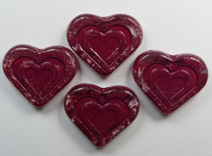 0050329 Heart in heart beads 14x16 mm Crystal Dark Opaque Red Melee color 00030-04314