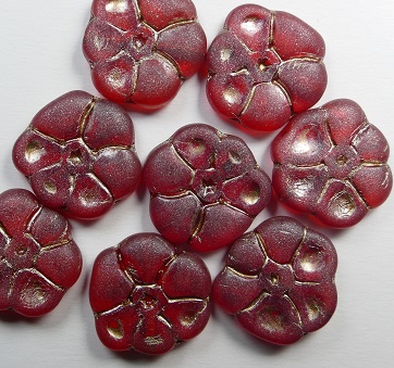 0050330 Primrose Flower primula beads 15 mm Matte Siam Ruby Antique Copper Washed color 90080-84100-54324