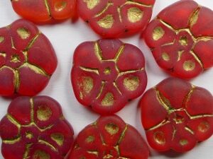 0060138 Matte Hyacinth Gold Washed Primrose Flower Bead 4 Pc.