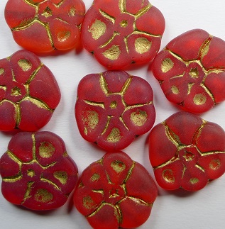 0060138 Primrose Flower primula beads 15 mm Matte Hyacinth Gold Washed color 90050-84100-54302
