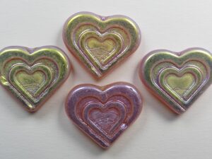 0070468 Heart in Heart Bead Pink Opal Full AB 4 Pc - Afbeelding 1