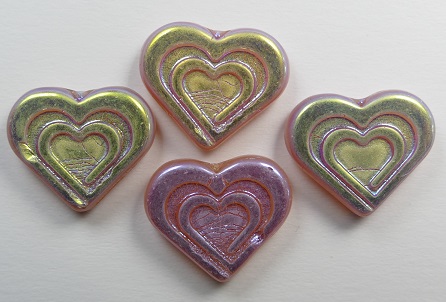 0070468 Heart in heart beads 14x16 mm Pink Opal Full ABcolor 71010-28703