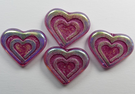 0070470 Heart in heart beads 14x16 mm Crystal Full AB Fuchsia Washed color 00030-28703-54321