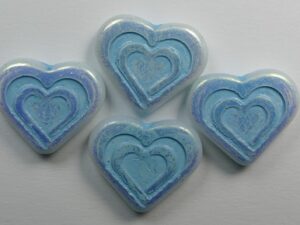 0090471 Heart in Heart Bead White Alabaster Full AB Aqua Washed 4 Pc - Afbeelding 1