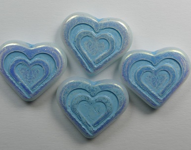 0090471 Heart in heart beads 14×16 mm White Alabaster Full AB Aqua Washed color 02010-28703-54308