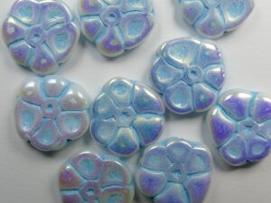 0090472 White Alabaster Full AB Aqua Washed Primrose Flower Bead 4 Pc. - Afbeelding 1