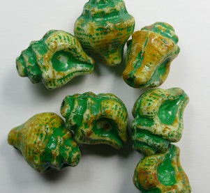 White Alabaster Travertin Green-Yellow Washed Murex Shell Beads White Alabaster Travertin Green-Yellow Washed Murex Shell Beads