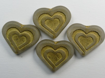 0130154 Heart in heart beads 14x16 mm Matte Crystal Gold Washed color 00030-84100-54302