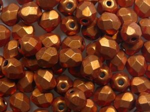 FP1-04-06B06 Color Trends Saturated Metallic Russet Orange Czech Glass Facet Firepolish 4mm 50 stuks - Afbeelding 1