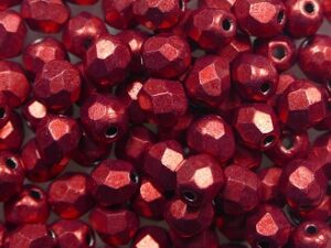 FP1-04-07B09 Color Trends Saturated Metallic Cranberry Czech Glass Facet Firepolish 4mm 50 stuks - Afbeelding 1