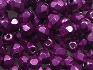 FP1-04-08A04 Color Trends Sueded Gold Fuchsia Red Czech Glass Facet Firepolish 4mm 50 stuks - Afbeelding 1