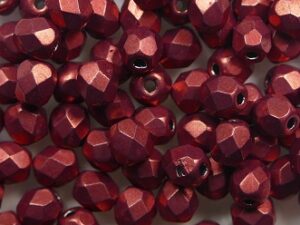 FP1-04-08A07 Color Trends Sueded Gold Samba Red Czech Glass Facet Firepolish 4mm 50 stuks - Afbeelding 1