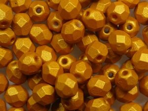 FP1-04-24109AL Gold Shine Minium Czech Glass Facet Firepolish 4mm 50 stuks