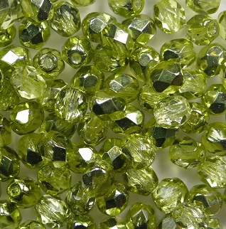 FP1-04-97356CR firepolish 4 mm Coated Crystal Half Metallic Light Green color 97356CR