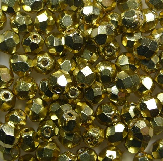FP1-04-97487CR firepolish 4 mm Coated Crystal Golden color 97487CR