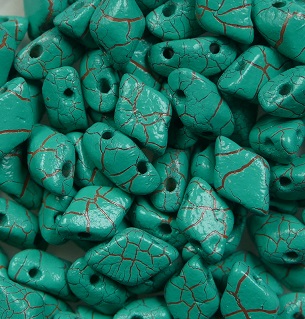 GD-IO24614 Matubo 2 Hole GemDuo Ionic Green Turquoise-Brown color IO24614