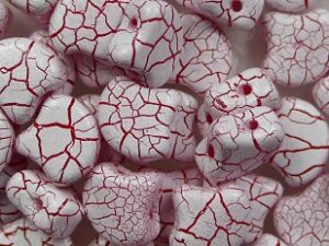GIN-IO24602 Matubo 2 Hole Ginko Bead Ionic White-Red 10 gram