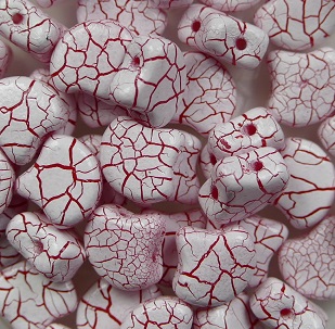 GIN-IO24602 Matubo 2 Hole Ginko Bead Ionic White-Red color IO24602