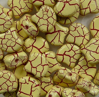 GIN-IO24606 Matubo 2 Hole Ginko Bead Ionic Light Yellow-Dark Red color IO24606
