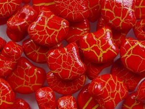 GIN-IO24609 Matubo 2 Hole Ginko Bead Ionic Red-Yellow 10 gram