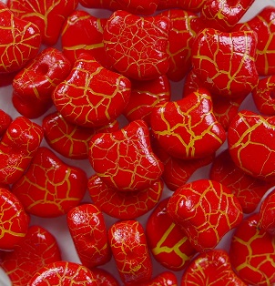 GIN-IO24609 Matubo 2 Hole Ginko Bead Ionic Red-Yellow color IO24609