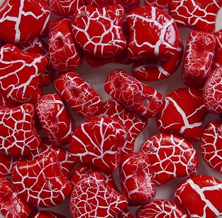 GIN-IO24610 Matubo 2 Hole Ginko Bead Ionic Red-White color IO24610