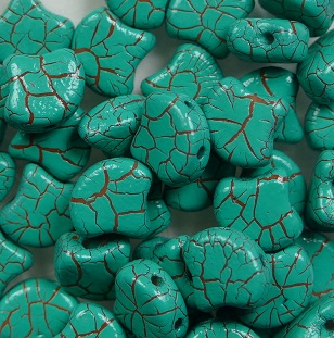 GIN-IO24614 Matubo 2 Hole Ginko Bead Ionic Green Turquoise-Brown color IO24614