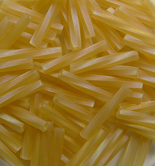 M-BGL-T12-0132FR Miyuki Twisted Bugles 12 mm Matted Transparent Light Topaz AB color 132FR of 251F