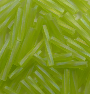 M-BGL-T12-0143FR Miyuki Twisted Bugles 12 mm Matted Transparent Chartreuse AB color 143FR of 258F